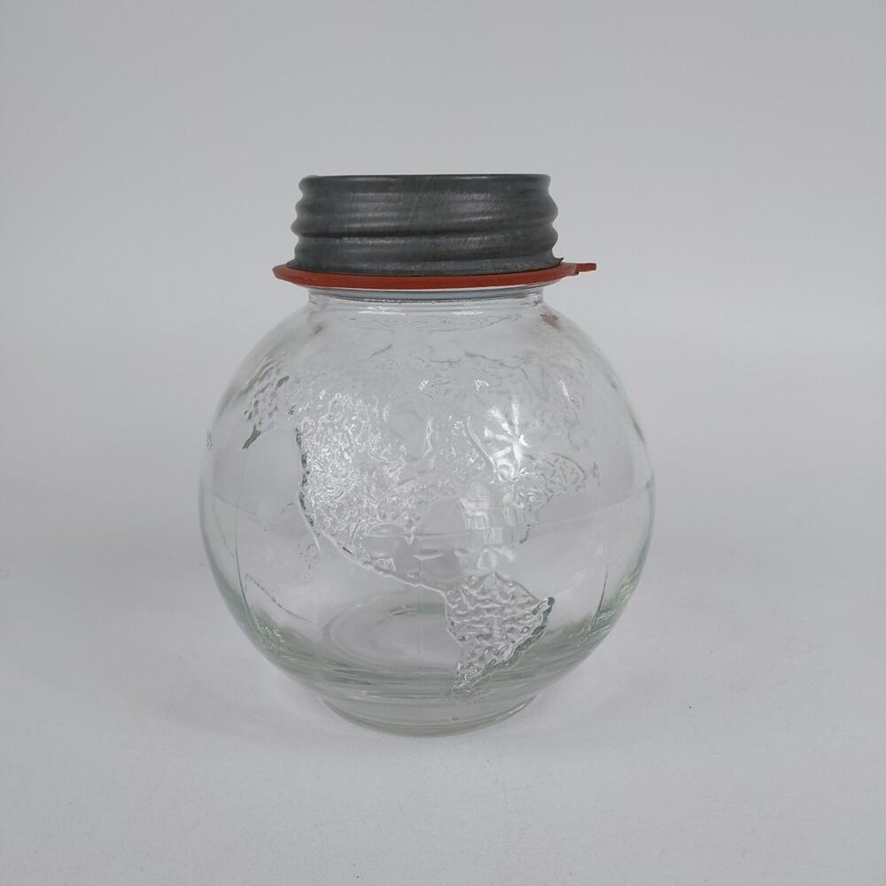 Rare Vintage‎ World Map Embossed Globe Ball Lid